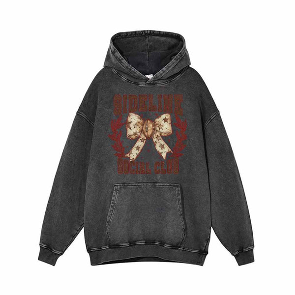 Sideline Social Club Bow Vintage Washed Hoodie Sweatshirt | Gthic.com