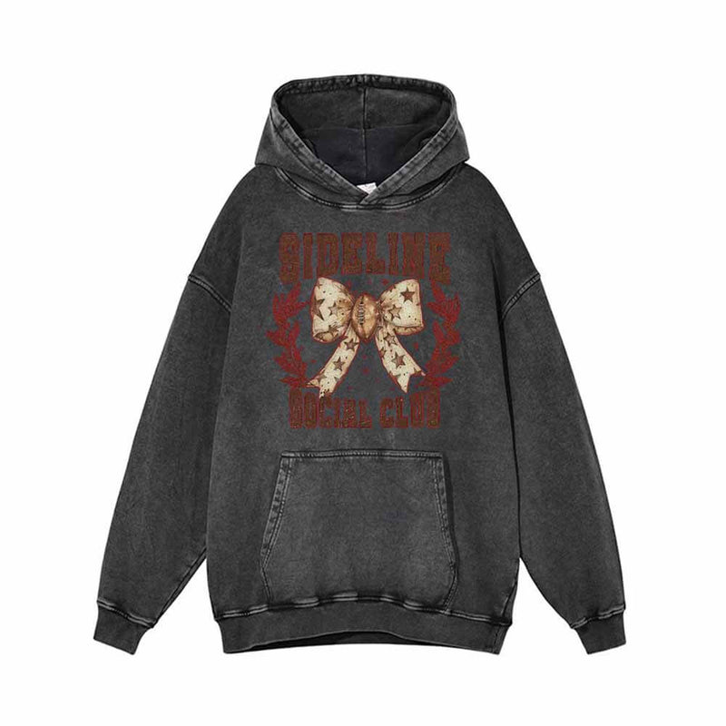 Sideline Social Club Bow Vintage Washed Hoodie Sweatshirt | Gthic.com