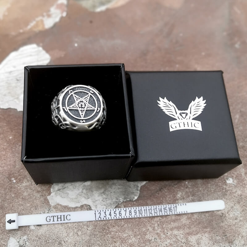 Sigil of Baphomet Sterling Silver Satan Ring