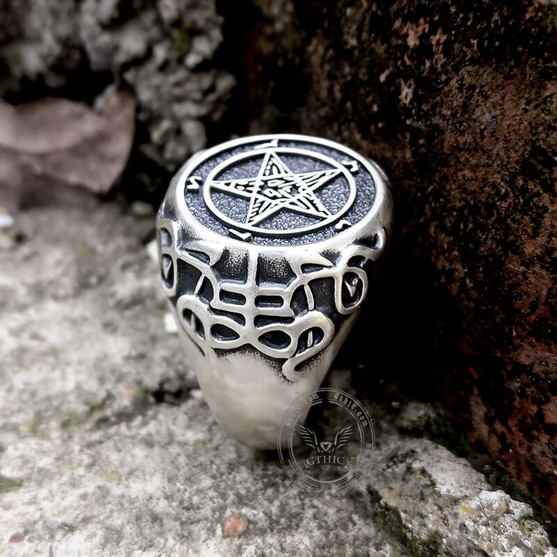 Sigil of Baphomet Sterling Silver Satan Ring | Gthic.com