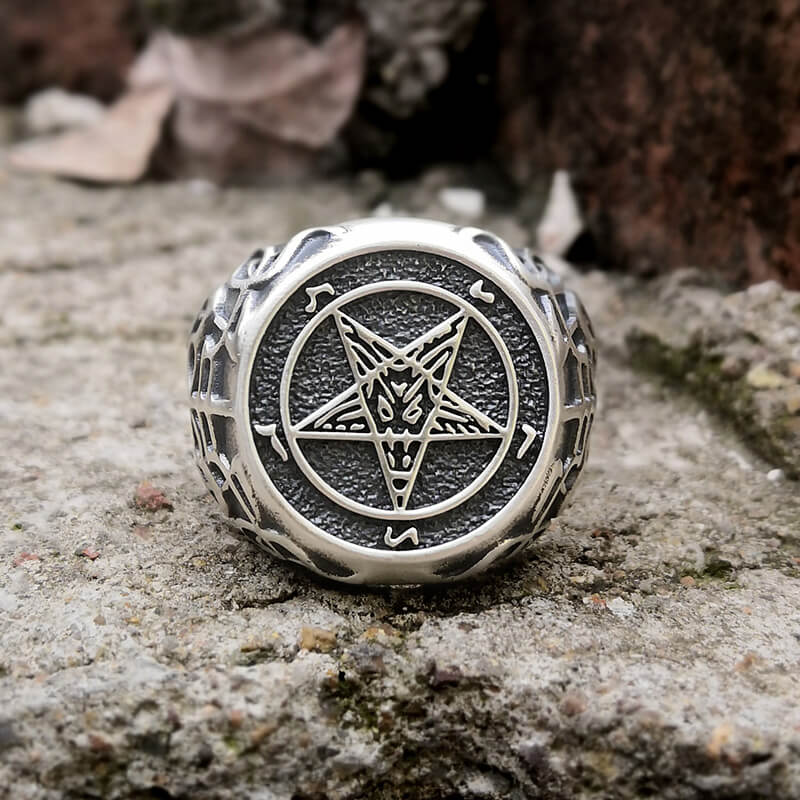 Sigil of Baphomet Sterling Silver Satan Ring | Gthic.com