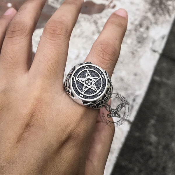 Sigil of Baphomet Sterling Silver Satan Ring