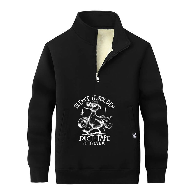 Silence Is Golden Stand Collar Zip Sweatshirt