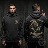 Silence Is Power Gorilla Skull Vintage Washed Hoodie | Gthic.com