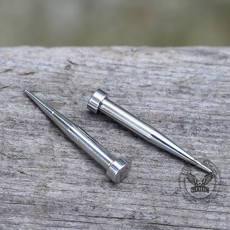 Silver Color Ear Stretching Taper Piercing Earrings | Gthic.com