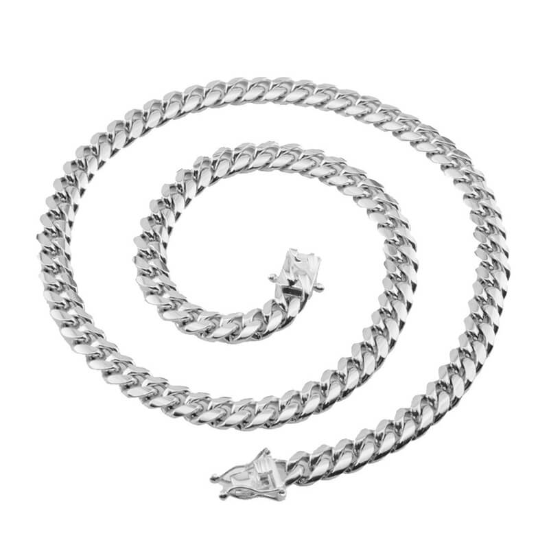 Silver Color Thick Cuban Chain Stainless Steel Necklace | Gthic.com