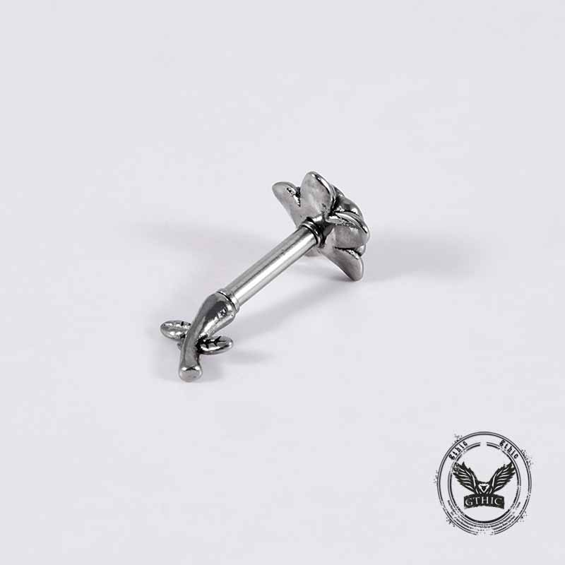 Silver Rose Stainless Steel Belly Piercing