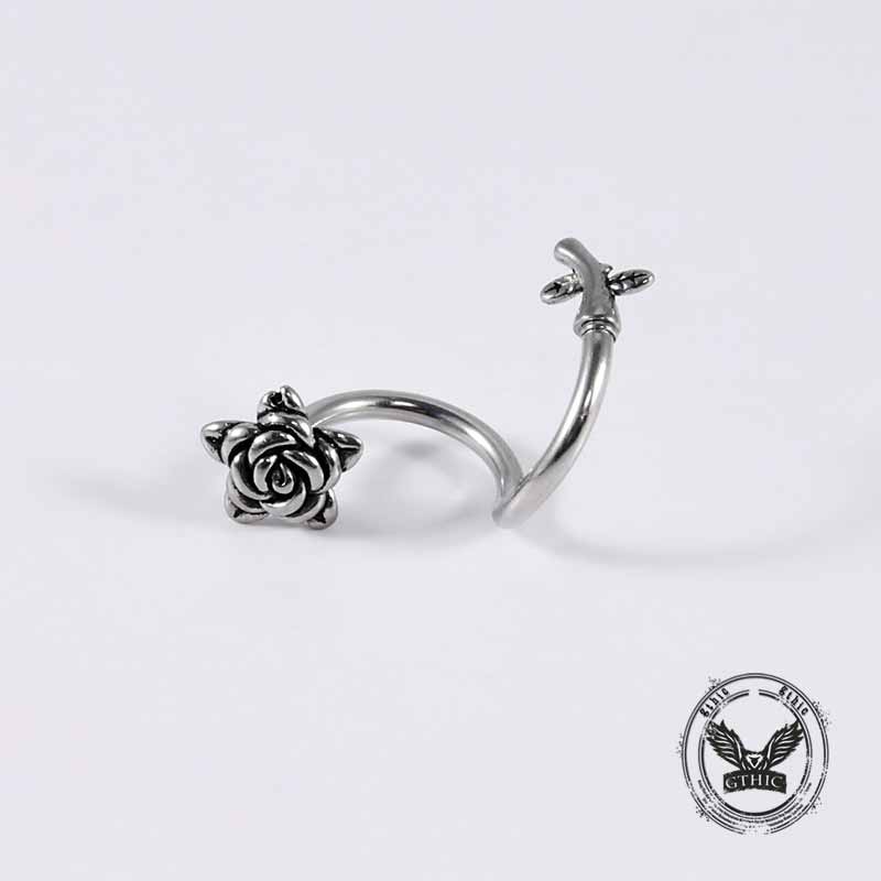 Silver Rose Stainless Steel Belly Piercing