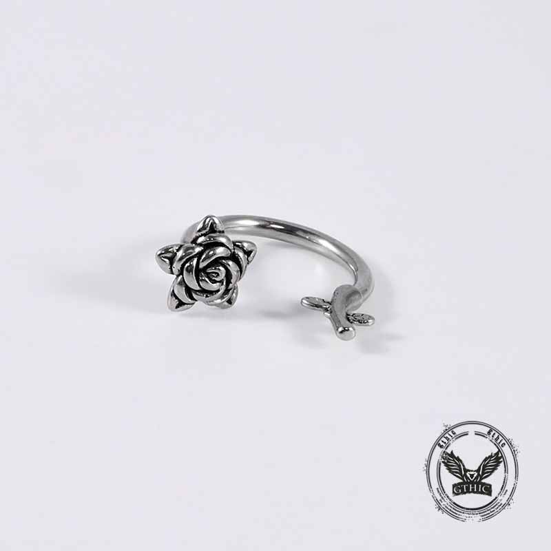 Silver Rose Stainless Steel Belly Piercing