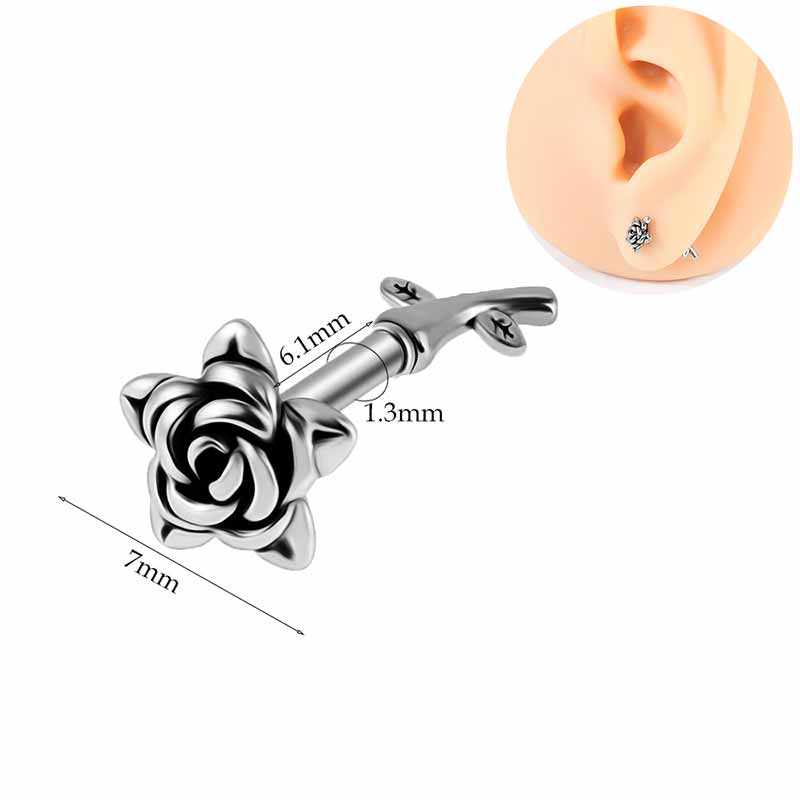 Silver Rose Stainless Steel Belly Piercing