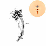 Silver Rose Stainless Steel Belly Piercing