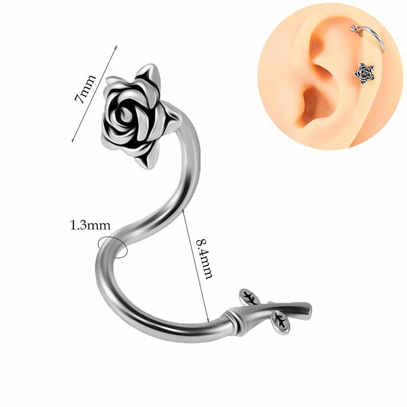 Silver Rose Stainless Steel Belly Piercing
