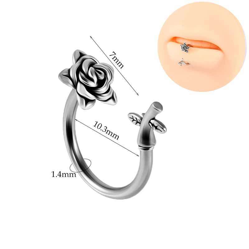 Silver Rose Stainless Steel Belly Piercing