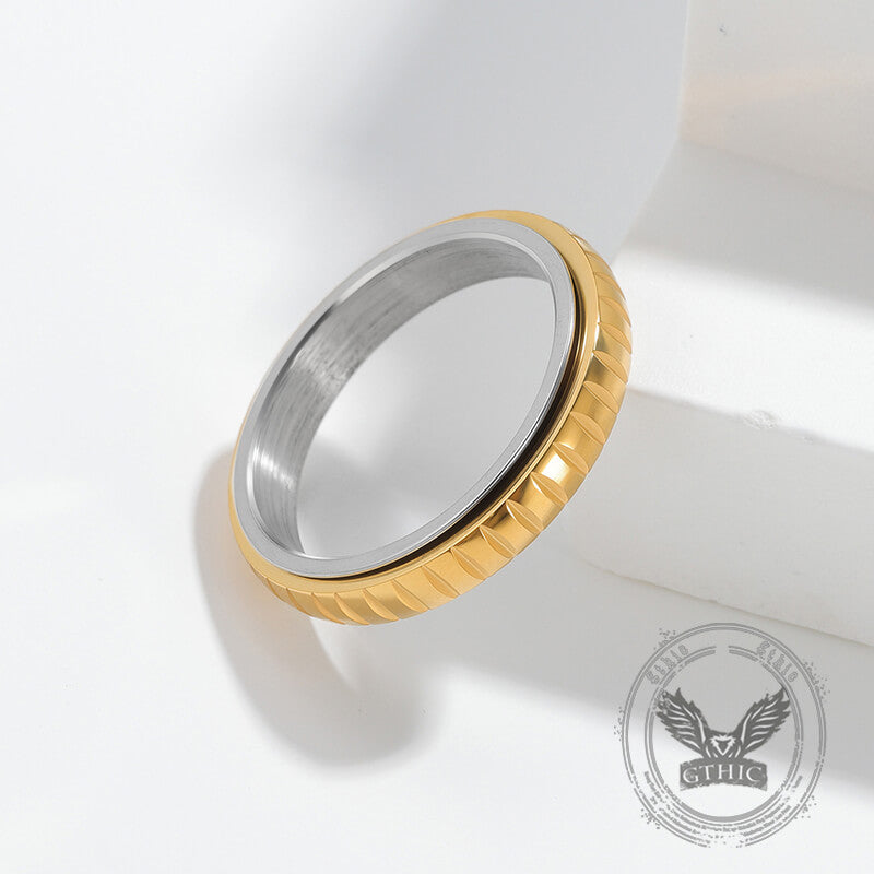 Simple 4mm Gear Pattern Stainless Steel Spinner Ring