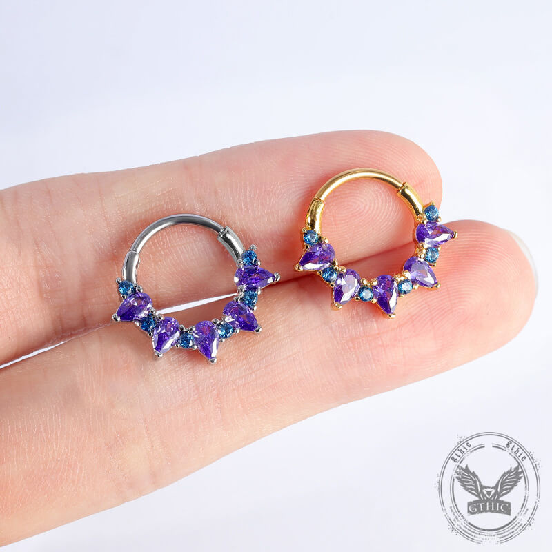 Simple Amethyst Zirconia Stainless Steel Nose Ring