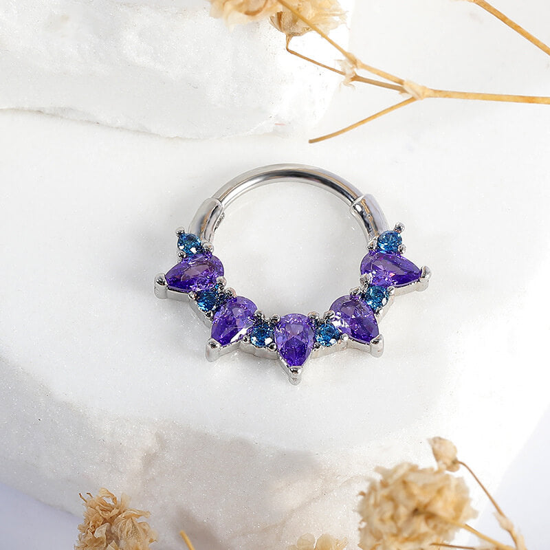 Simple Amethyst Zirconia Stainless Steel Nose Ring