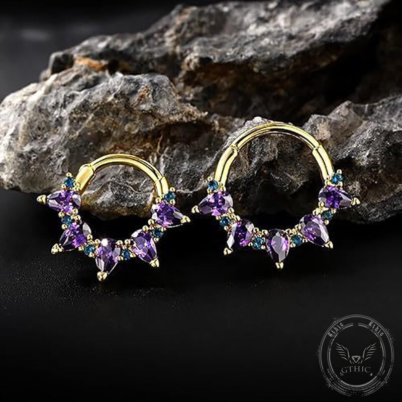 Simple Amethyst Zirconia Stainless Steel Nose Ring