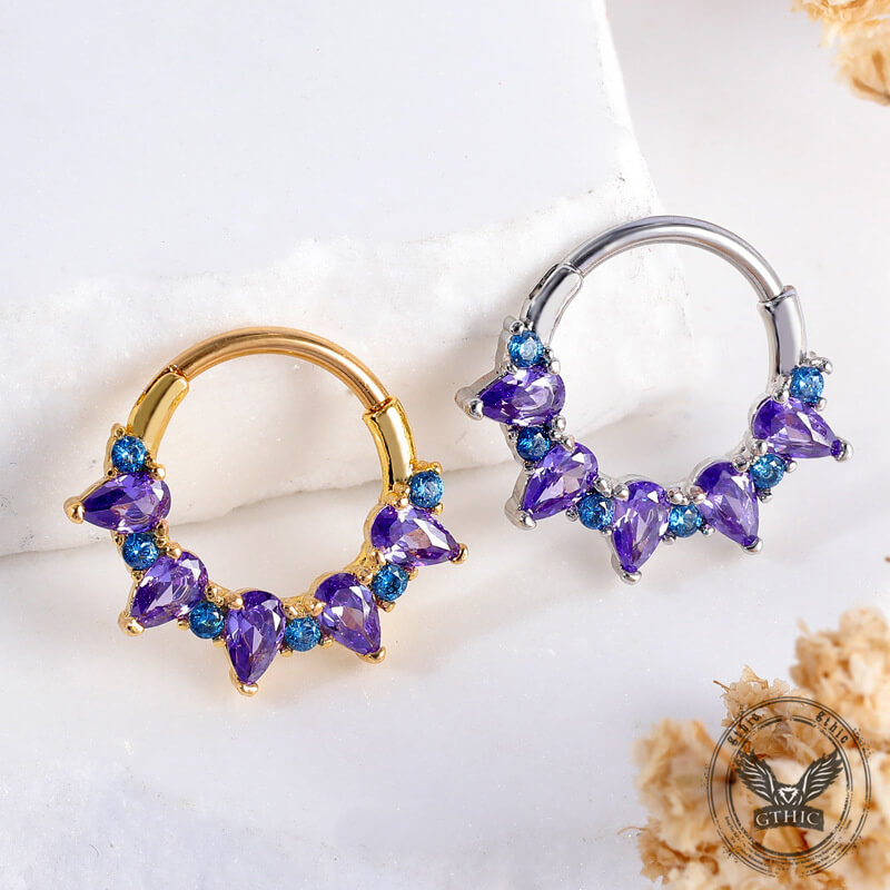 Simple Amethyst Zirconia Stainless Steel Nose Ring