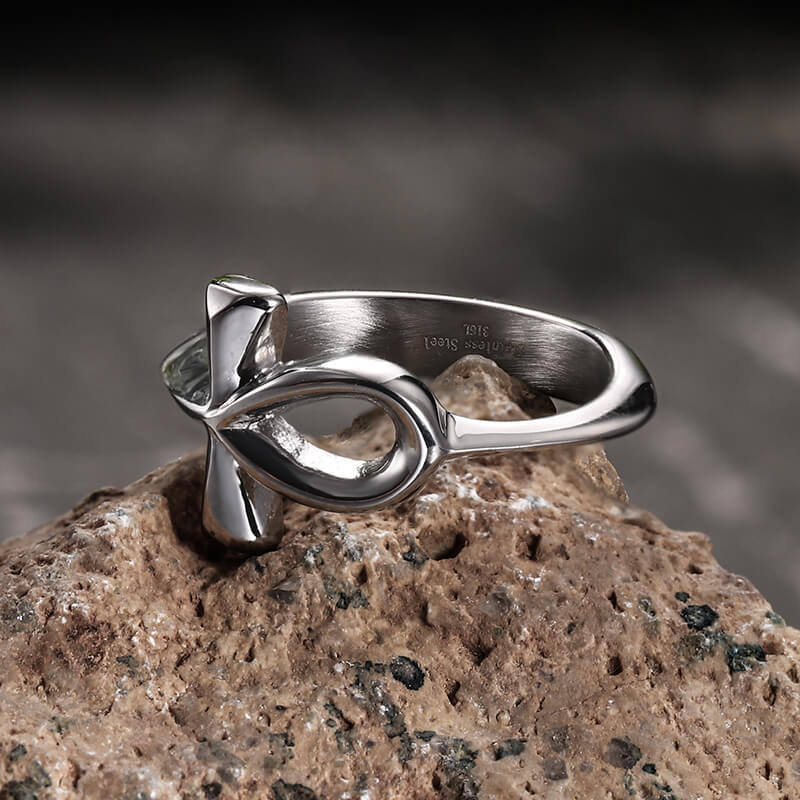 Simple Ancient Egyptian Ankh Cross Stainless Steel Ring