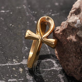 Simple Ancient Egyptian Ankh Cross Stainless Steel Ring