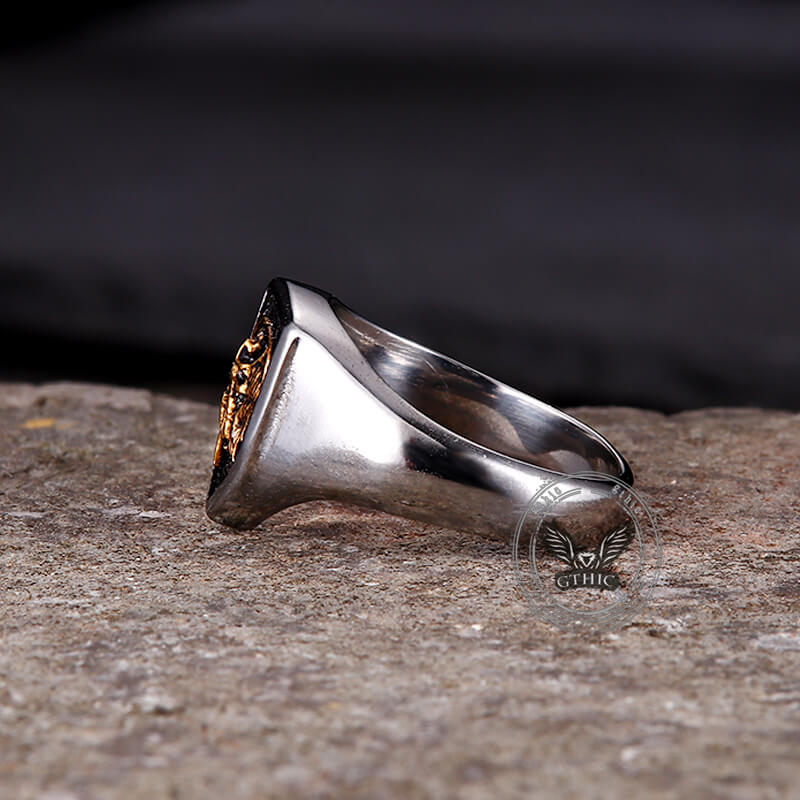 Simple Angel Wings Ares Shield Stainless Steel Ring