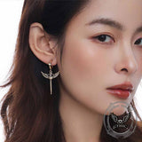 Simple Asymmetrical Cupid Wing Alloy Earrings | Gthic.com