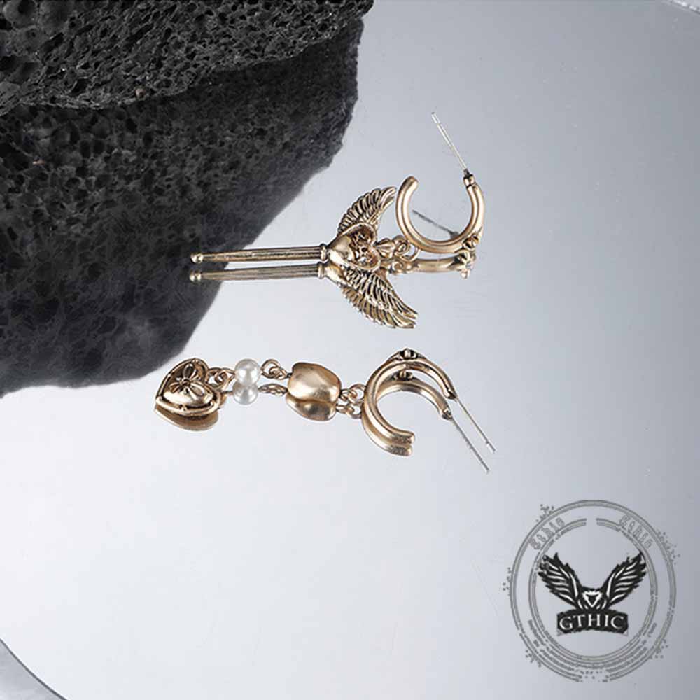 Simple Asymmetrical Cupid Wing Alloy Earrings