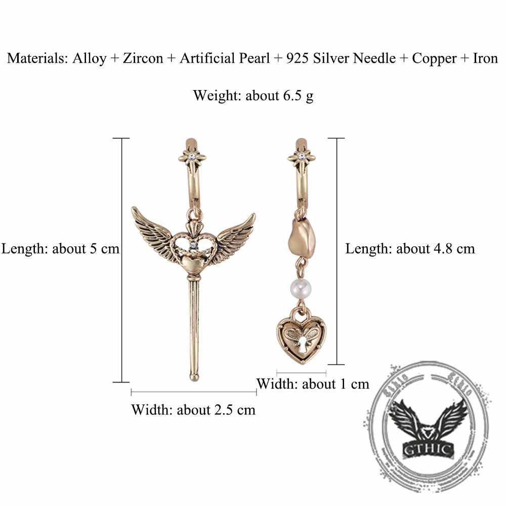 Simple Asymmetrical Cupid Wing Alloy Earrings
