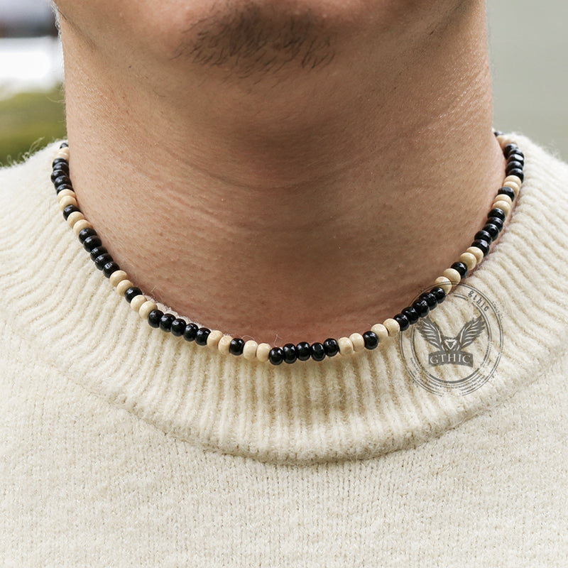 Simple Beaded Stainless Steel Surfer Necklace | Gthic.com