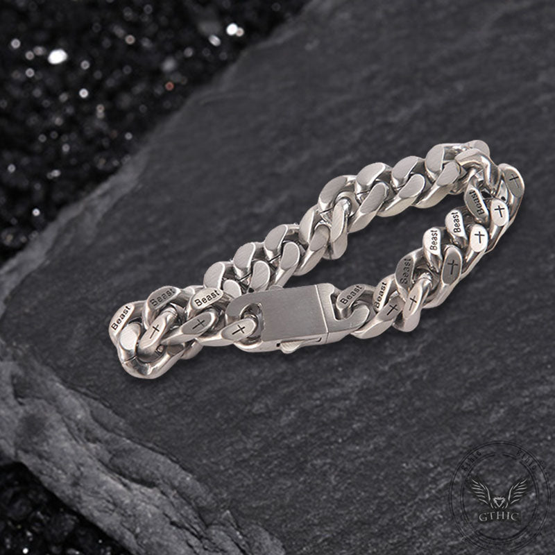 Simple Beast Cross Cuban Link Stainless Steel Bracelet | Gthic.com