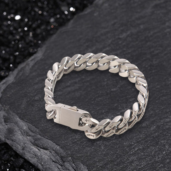 Simple Beast Cross Cuban Link Stainless Steel Bracelet | Gthic.com