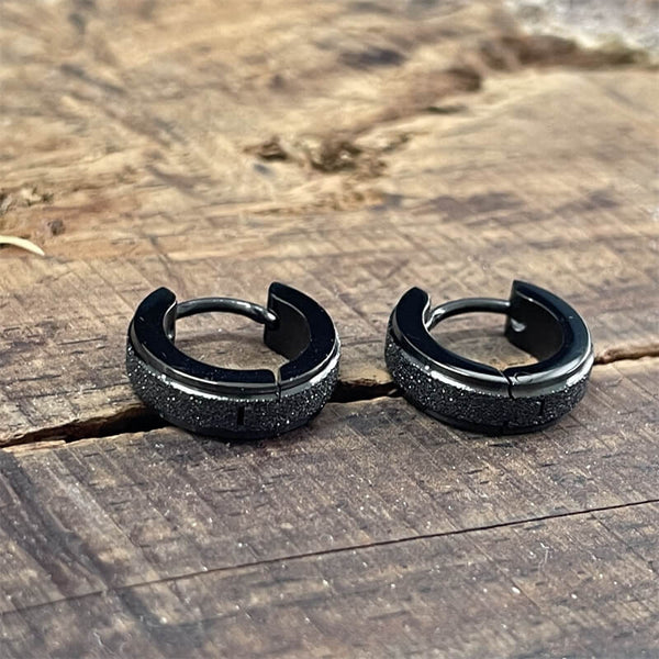 Simple Black Stainless Steel Huggie Earrings | Gthic.com