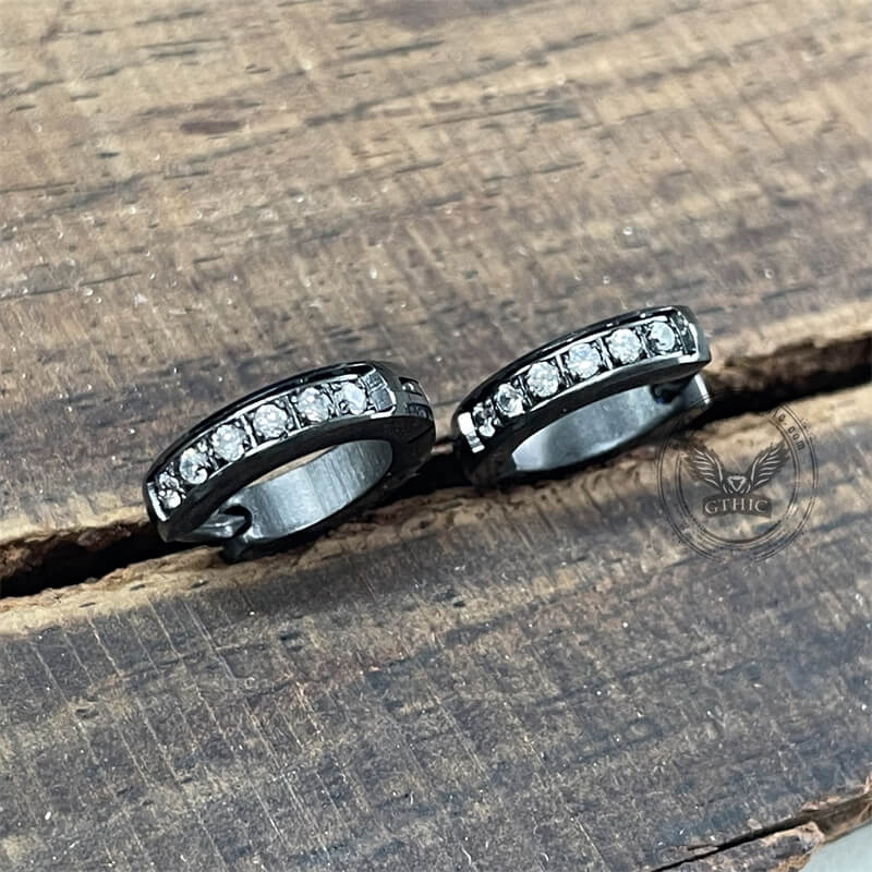 Simple Black Stainless Steel Huggie Earrings | Gthic.com