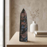 Simple Blue Hexagonal Point Prism Crystal Tower Figurine