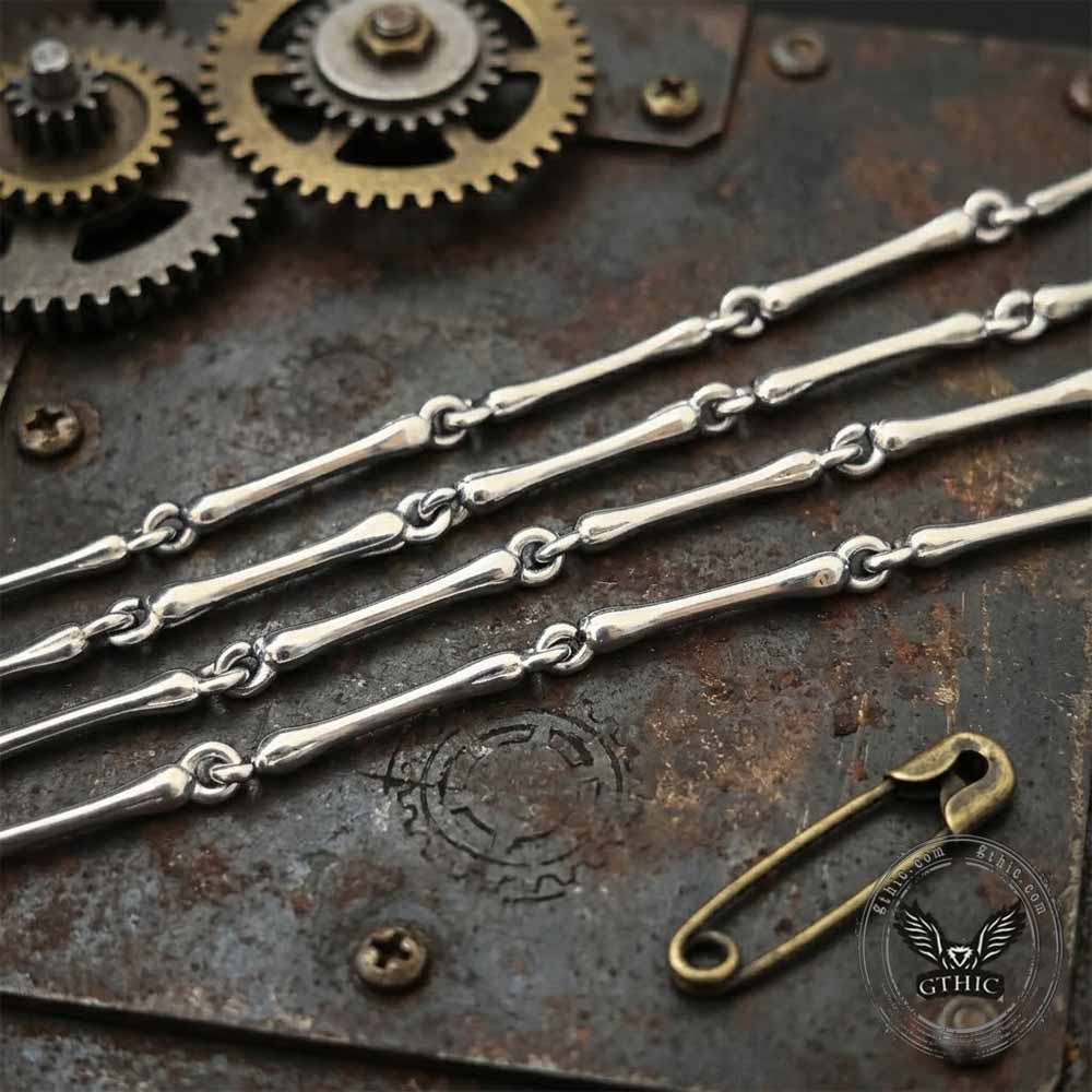 Simple Bone Link Stainless Steel Biker Necklace | Gthic.com