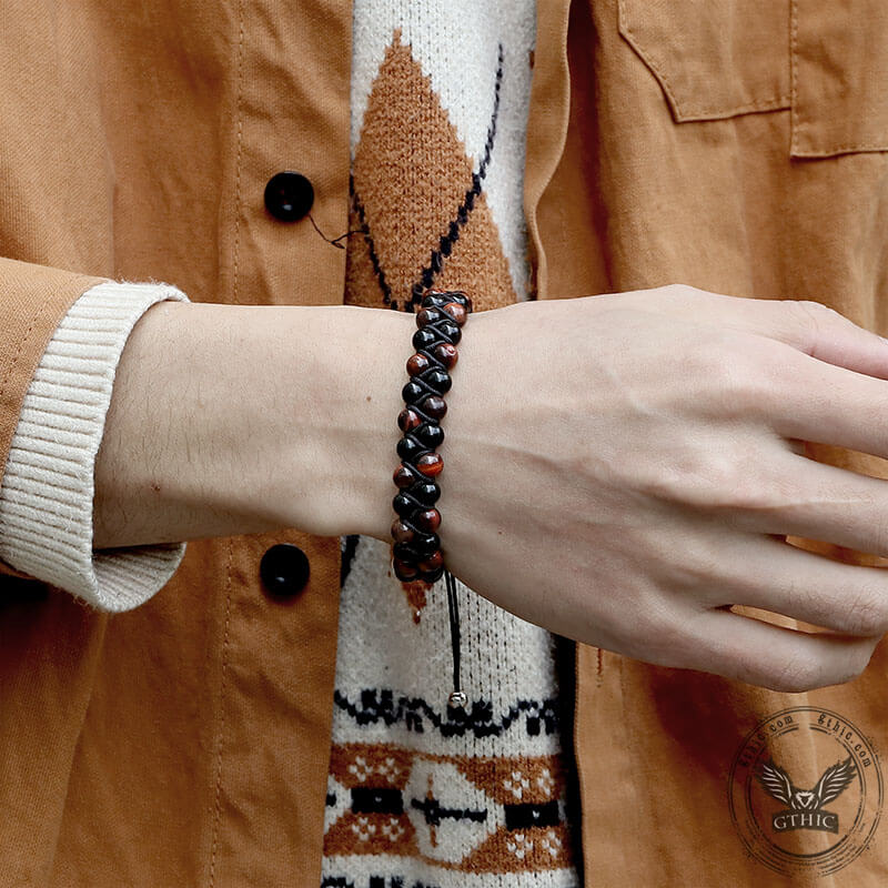 Simple Braided Natural Stone Bead Bracelet