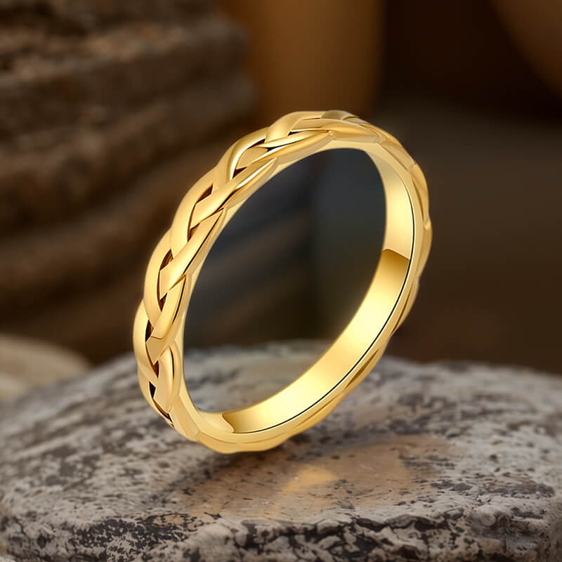 Simple Braided Pattern Stainless Steel Band Ring | Gthic.com