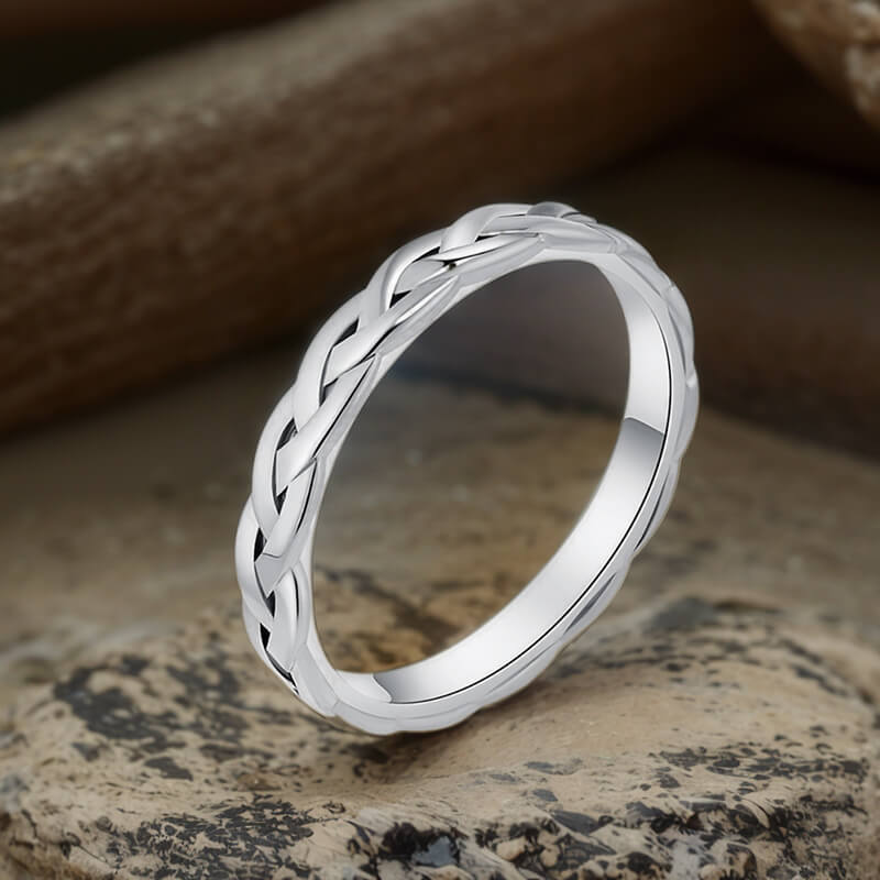 Simple Braided Pattern Stainless Steel Band Ring – GTHIC