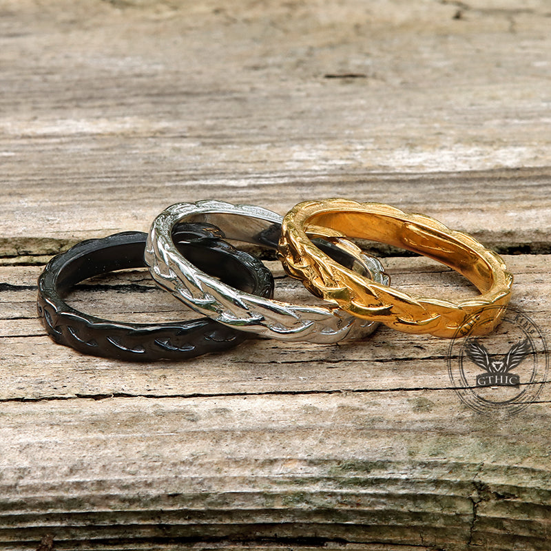 Simple Braided Pattern Stainless Steel Band Ring – GTHIC