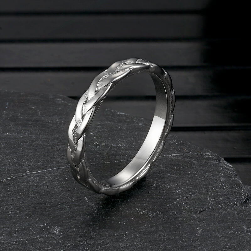 Simple Braided Pattern Stainless Steel Band Ring