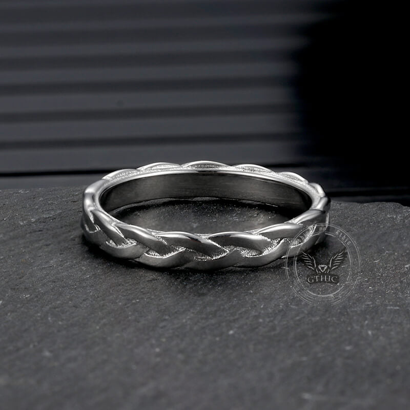 Simple Braided Pattern Stainless Steel Band Ring