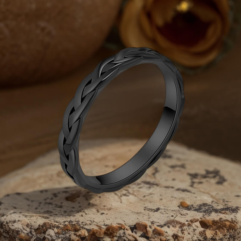 Simple Braided Pattern Stainless Steel Band Ring | Gthic.com