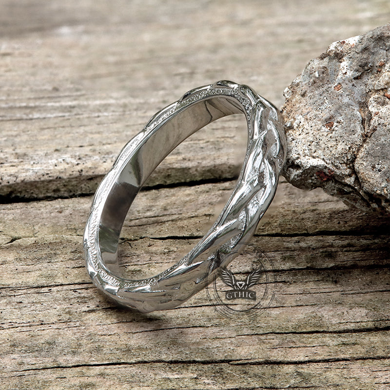 Simple Braided Pattern Stainless Steel Band Ring