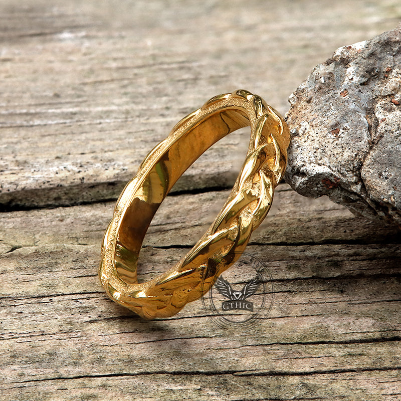 Simple Braided Pattern Stainless Steel Band Ring – GTHIC
