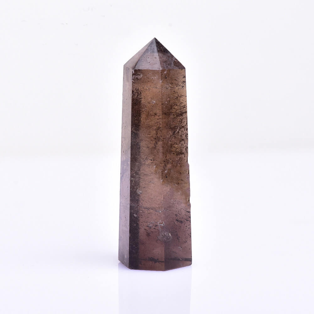 Simple Brown-Toned Hexagonal Prism Figurine Crystal Tower