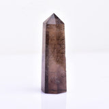 Simple Brown-Toned Hexagonal Prism Figurine Crystal Tower