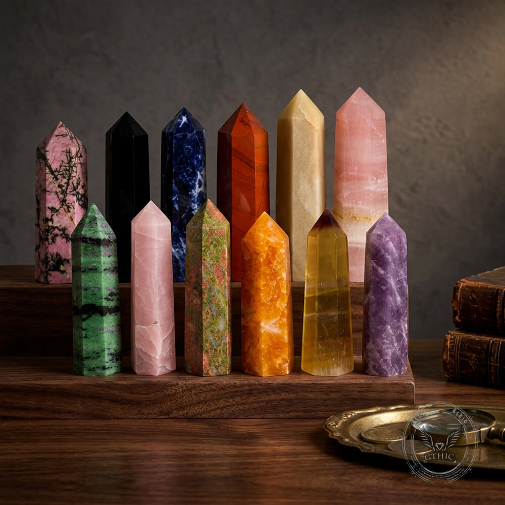 Simple Brown-Toned Hexagonal Prism Figurine Crystal Tower | Gthic.com