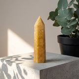 Simple Brown-Toned Hexagonal Prism Figurine Crystal Tower | Gthic.com