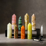 Simple Brown-Toned Hexagonal Prism Figurine Crystal Tower | Gthic.com