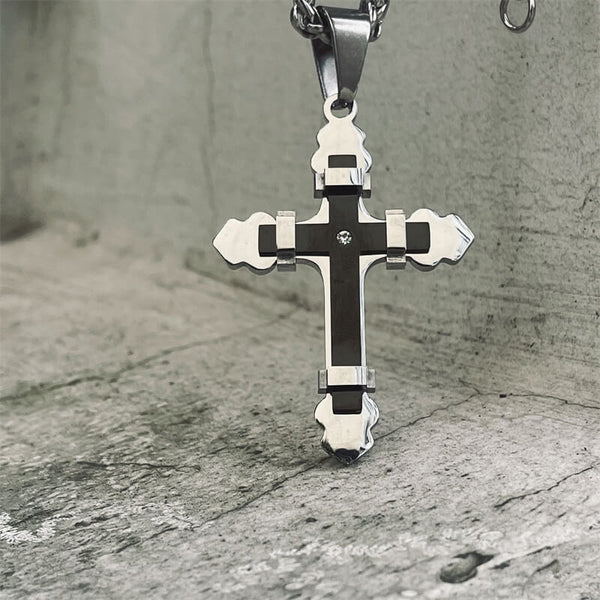 Simple Budded Cross Stainless Steel Christian Pendant | Gthic.com